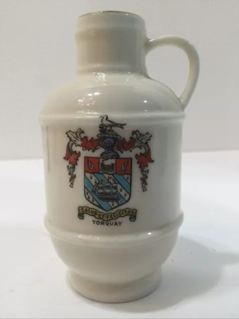 Antique W H Goss Porcelain England Heraldic China 3.5" Mini Jug Torquay Crest