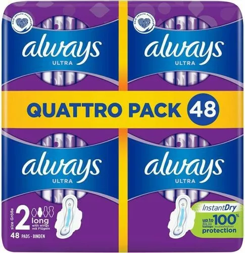 Always Ultra Wings lange Größe 2 Sanitärpolster Quattro 48er Pack