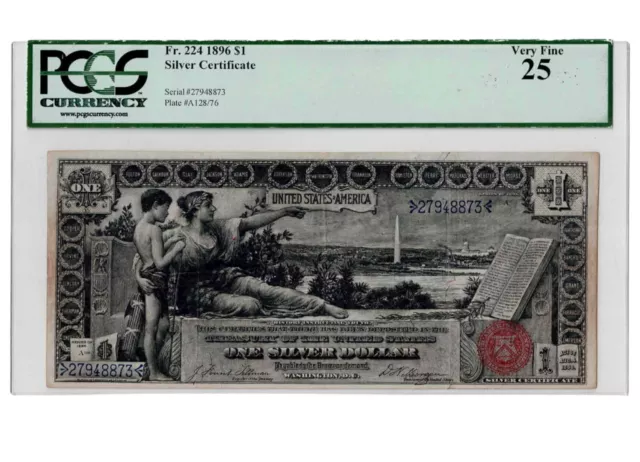 1896 $1 Silver Certificate Educational Note PCCS VF-25 Fr. 224