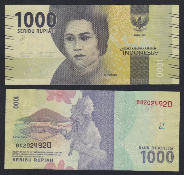 Indonesia 1000 rupiah 2016 P.-154a FDS/UNC  A-05