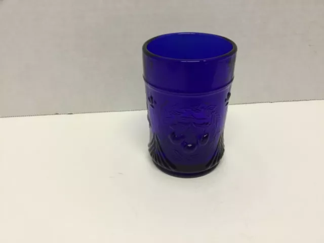 Lg Wright Cobalt Blue Wreathed Cherry Tumbler Replacement Euc 4”H