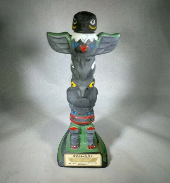 RARE VINTAGE JONSOL TOTEM POLE LIQUOR DECANTER POTTERY PORCELAIN BAR