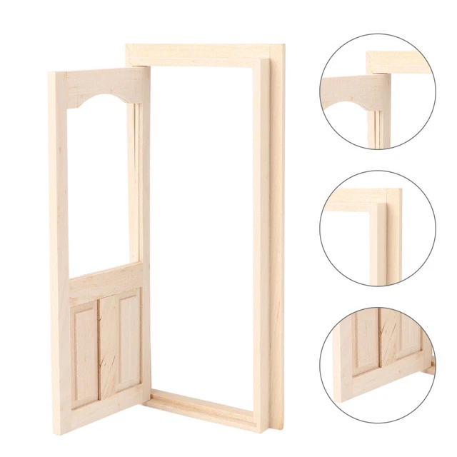 HEMOTON 5 Pièces Maison De Porte en Bois Mini Maison Miniature Porte Mini Maison Fournitures en Bois Mini Porte Miniature Meubles Petite Maison De Porte Simulation Porte