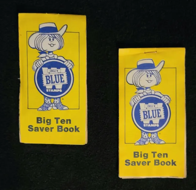 Pair Of Vintage Collectible Circle W Big Ten Blue Stamp Saver Books