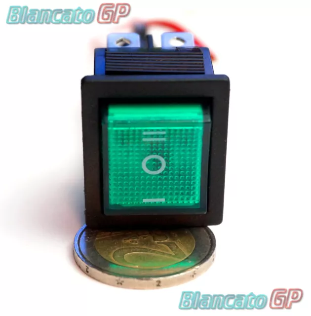 INTERRUTTORE A BILANCIERE ILLUMINATO 12V VERDE ON-OFF-ON DPDT pannello camper