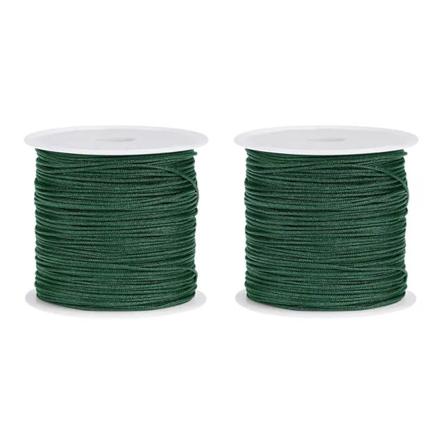 Nylon Cord DIY Making Satin String Craft Wire 147ft, Dark Green, 2Pcs