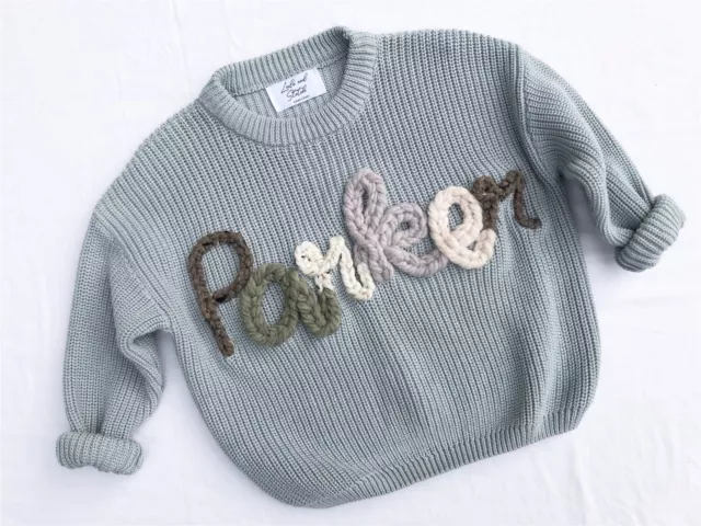 Hand Embroidered Baby And Toddler Cotton Pullover Jumper With Personalised Name