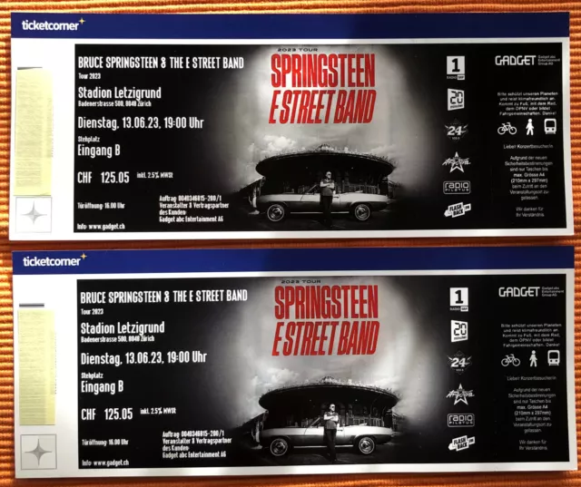 2 Tickets Bruce Springsteen Zürich Am 13.06.2023 Top Stehplätze - Meet The Boss!