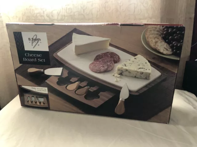 New Smith Marble Cheeseboard Set Cheese Food Cutting Board Home Kitchen Serving