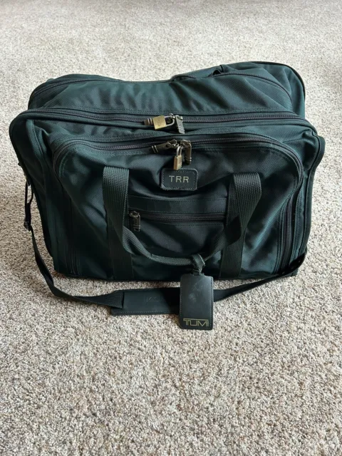 Vintage Tumi USA Green Ballistic Nylon 21” 3-Zip Expandable Carry-On Big Bag