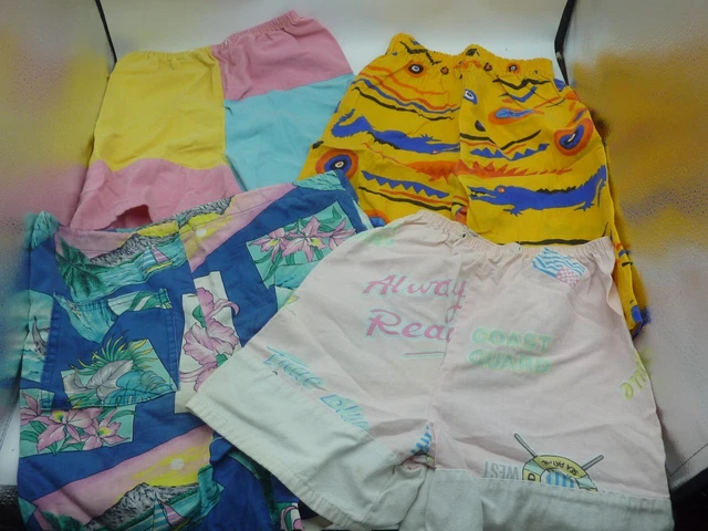 Lot of 4 Vintage Swim Trunks Swimming Suits 1980s 1990s Mens/Boys Shorts Retro