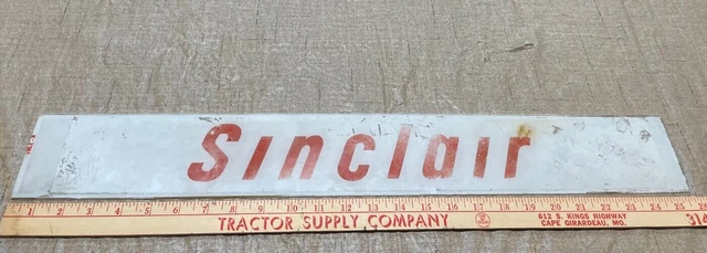 Antique Original Sinclair Gas Glass Sign 25 3/4" X 3 1/2"  Gas Pumps Gas & Oil