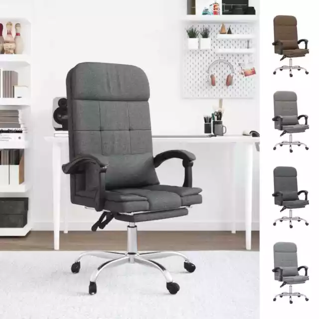 Silla de Oficina Reclinable Masaje Asiento Regulable de Escritorio Tela vidaXL