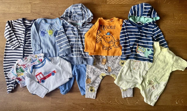 Baby Boys Clothes Bundle 3-6 Months Hoodie Mr Men Outfit Vests BabyGrow Trousers