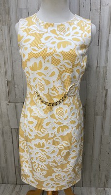 Kate and Lily Sheath Dress Women's Sz 6P - Yellow / Floral - Lace Floral Pattern