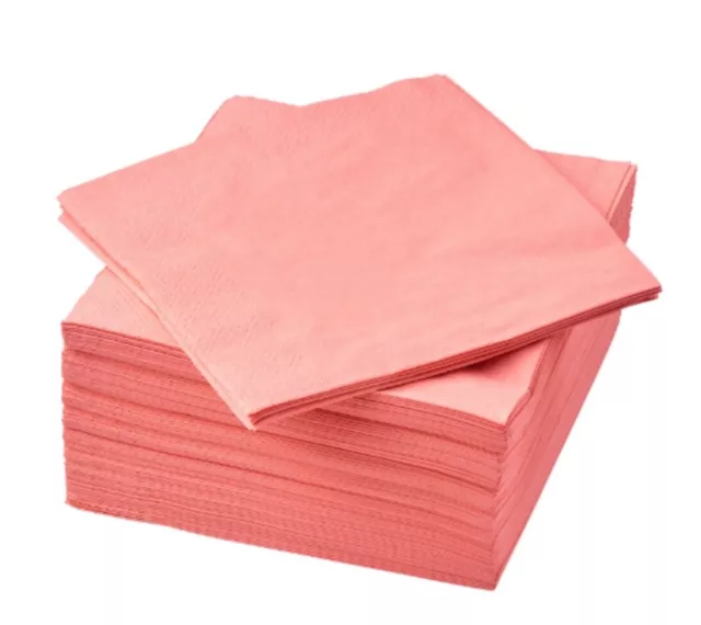 IKea 3 Ply Napkins Tissues Fantastisk Paper Peachy Pink  Coloured 3 Ply 40x40cm