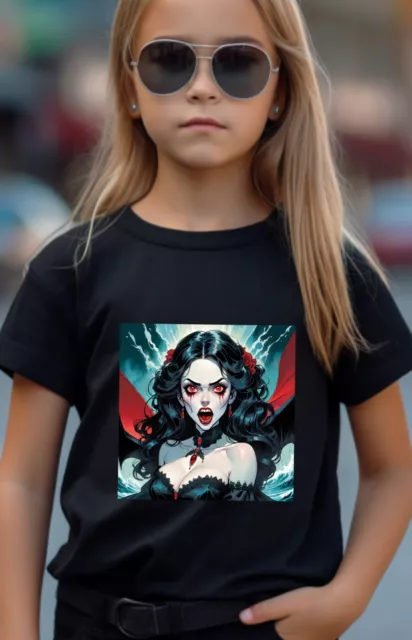 Vampire Girl Halloween Anime Witch Monster T Shirt Boy Girl MESSAGE ME SIZE UK