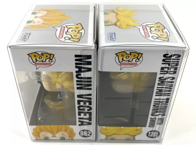 Funko Pop! DBZ SS Trunks w/Sword #1281 & Majin Vegeta #862 Set of 2 w/Protectors 2