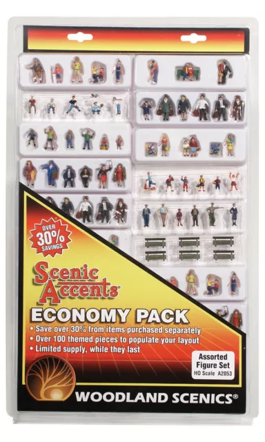 Woodland Scenics ~ HO Scale People ~ Assorted Figure Set ~ Economy Pack ~ A2053