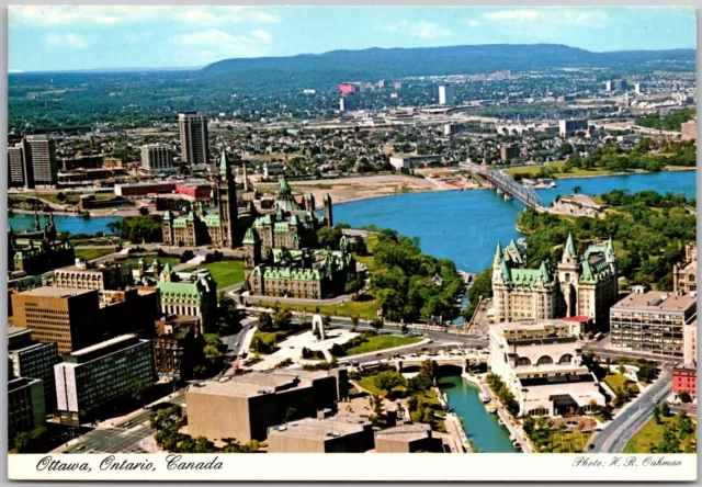 Postcard: "Aerial View of Ottawa, Canada - Parliament & Landmarks" A115