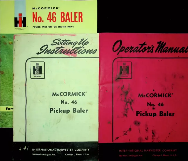 Three IH McCormick Tractor No. 46 Baler Operating Manuals - E10-G