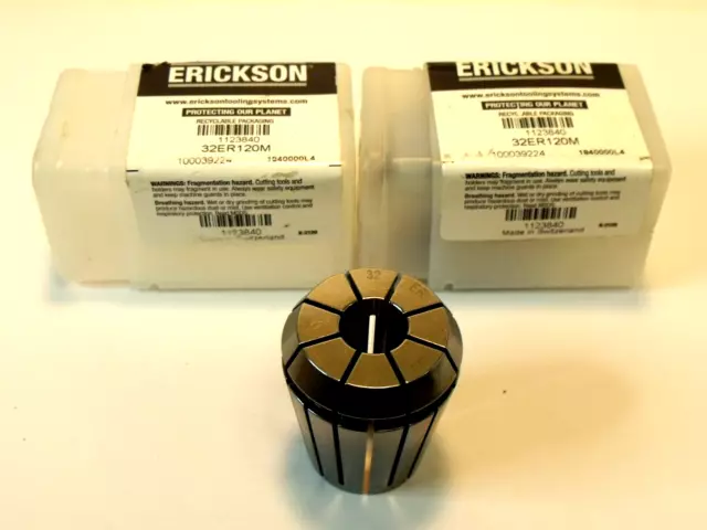 (2) NIB Erickson 1123840 32ER120M ER32 Collets:  11mm - 12mm Capacity