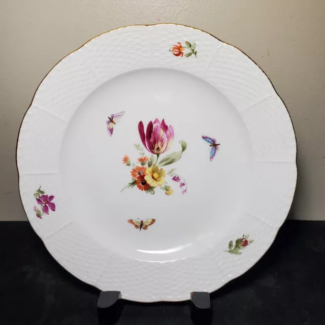 KPM Berlin KPM74 Hand Painted Floral Butterflies & Gold 8 3/8" Salad Plate