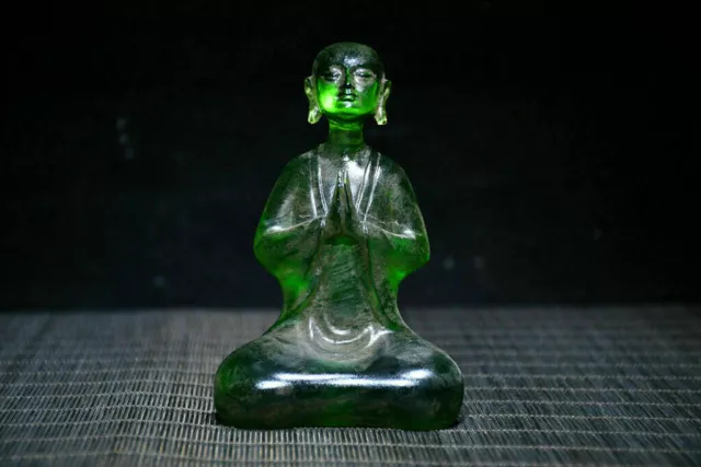 Chinese Old Beijing Coloured glaze Hand carved buddha Exquisite Statue