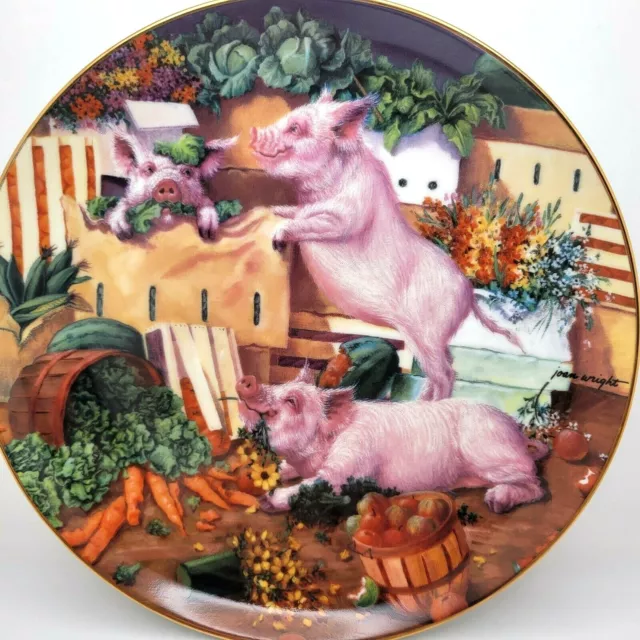 Danbury Mint Pigging Out Collectors Plate Pigs In Bloom Series by Joan Wright