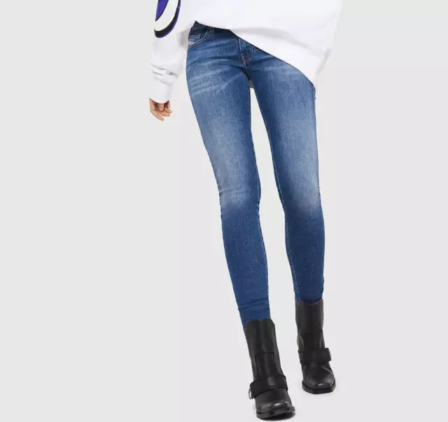 DIESEL Slandy 088AU Women Jeans W28/L32 Super Slim Skinny Blue Washed Stretch