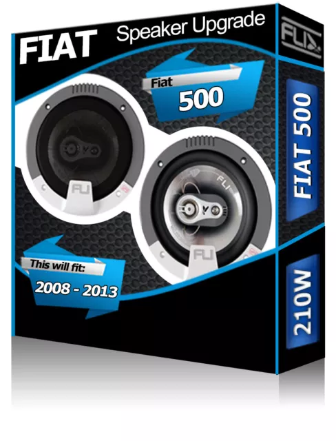 Fiat 500 Puerta Delantera Altavoces FLI para Coche + Altavoz Adaptador 210W