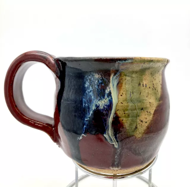 Hand Thrown Drip Glaze Studio Art Pottery Mug Signed