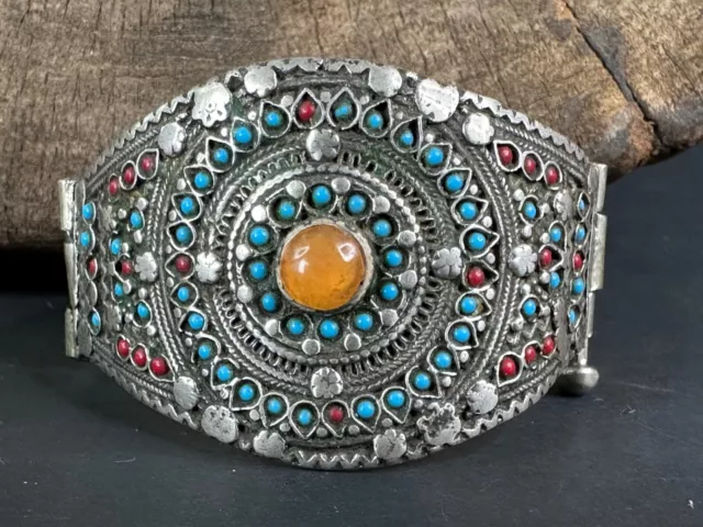 Old Tibetan Silver Bracelet with Local Stones …beautiful collection and accent