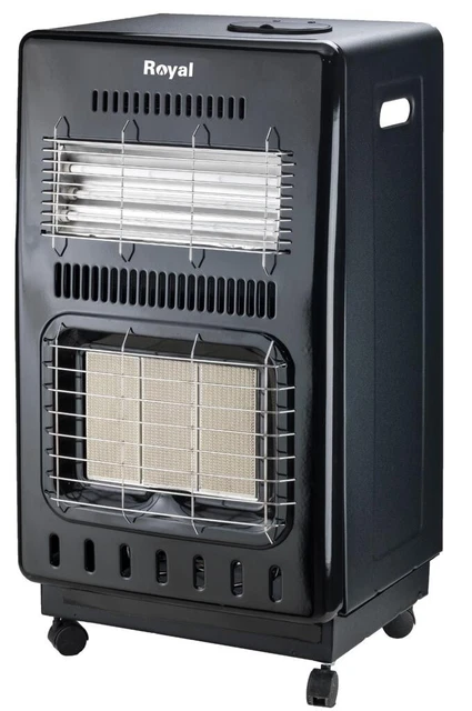 Stufa a gas GPL e Elettrica Ventilata 4,2 Kw  ad infrarossi Nero Kit tubo inclu
