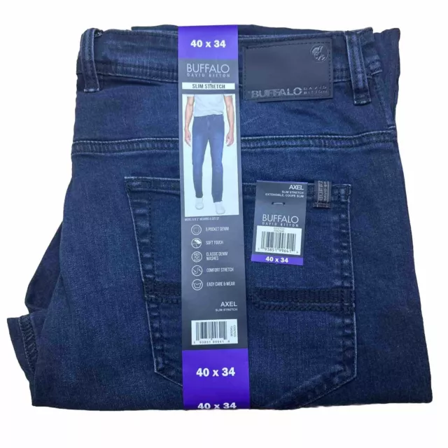 BUFFALO David Bitton Mens AXEL Slim Stretch Jeans 40x34 Med Blue 5 Pocket Pants