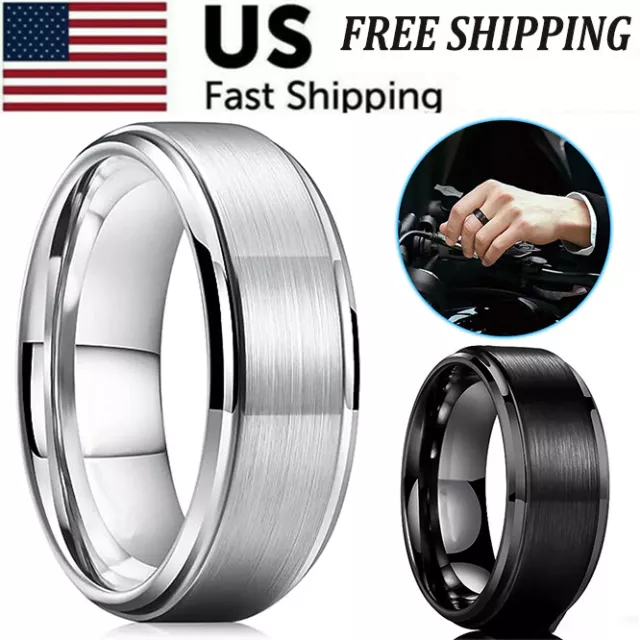 Tungsten Carbide Wedding Band Ring Brushed Silver Mens Jewelry Size 6-13