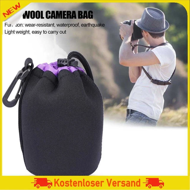 Neoprene Camera Lens Pouch Drawstring Waterproof Shockproof Soft Bag (M)