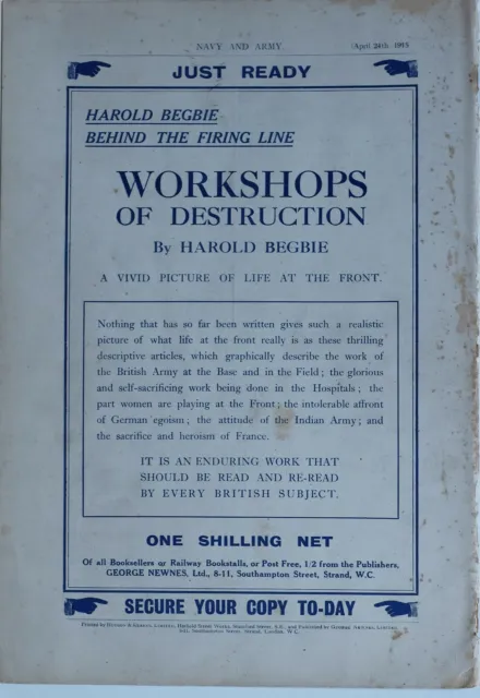 1915 Ww1 Print Advert Advertisement Harold Begbie Workshops Destruction