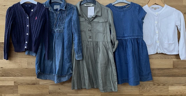 Girls 3-4 Years Denim Shirt Dress Cardigan Outfit Bundle Polo Ralph Lauren Next