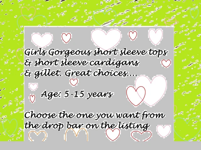 "Top a S/maniche da ragazza/Cardi/gilit 5-15 anni ""Scegli l'1 U vuoi dalla barra a goccia"