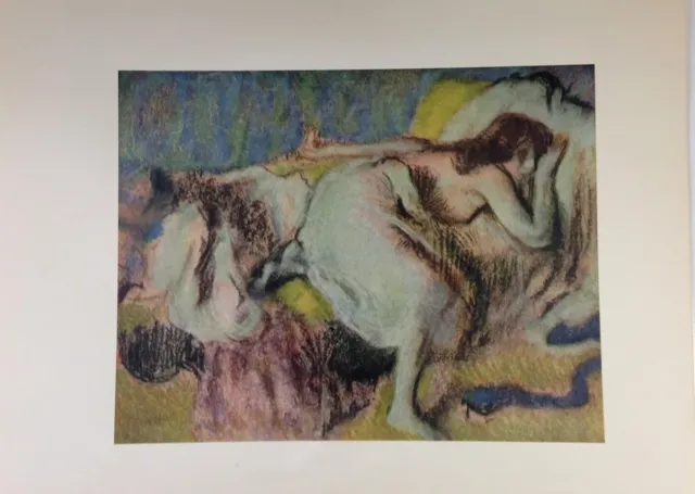 1952 Vintage Full Color Art Plate "Repose" by Degas Lithograph Lovely Nude Print