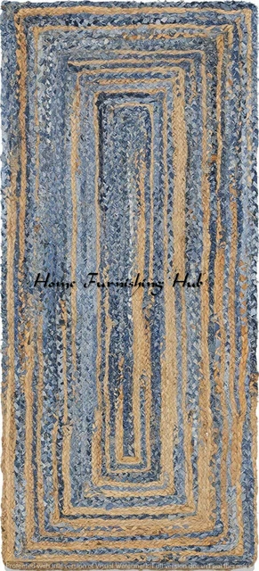 Tapete Yute Runner 2' 1.5x2.4m Hecho a Mano Flex Rug.reversible Rustico Natural