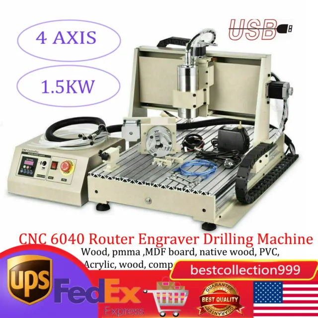 Usb 4 Axis 6040 Cnc Router Engraver Engraving Machine Drill/Milling Machine1500W