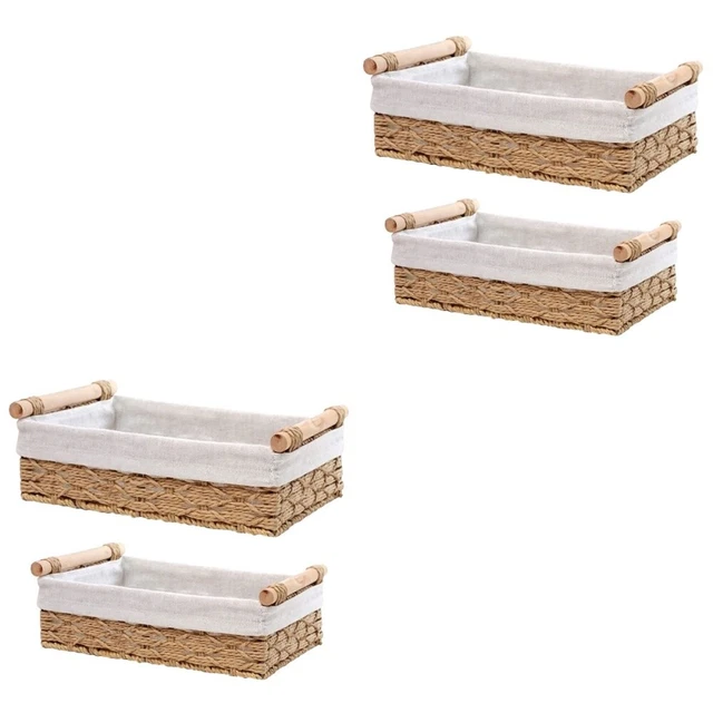 4 Pcs Desktop Organizer Sundries Storage Basket Dual Handles Storage Basket