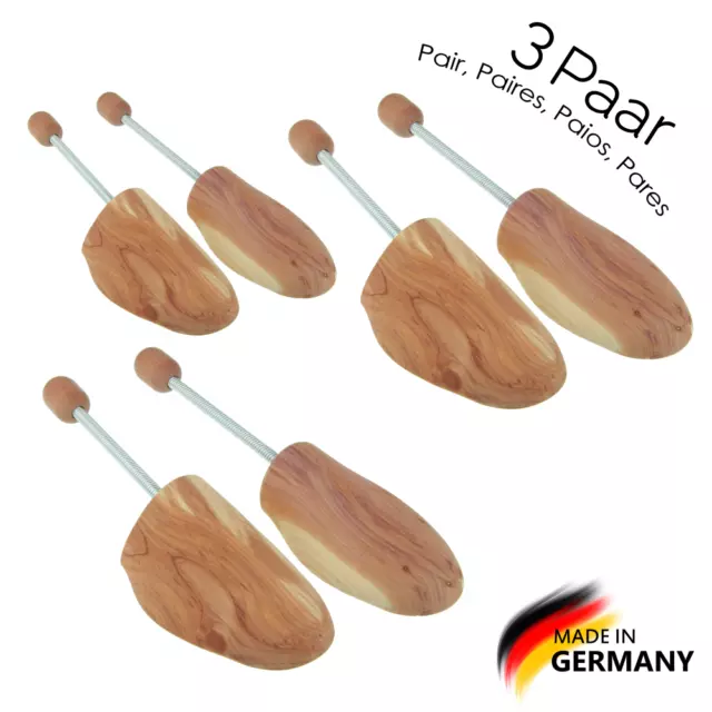 Embauchoires en bois de cèdre, forme chaussures, femmes et hommes Set 3 paires
