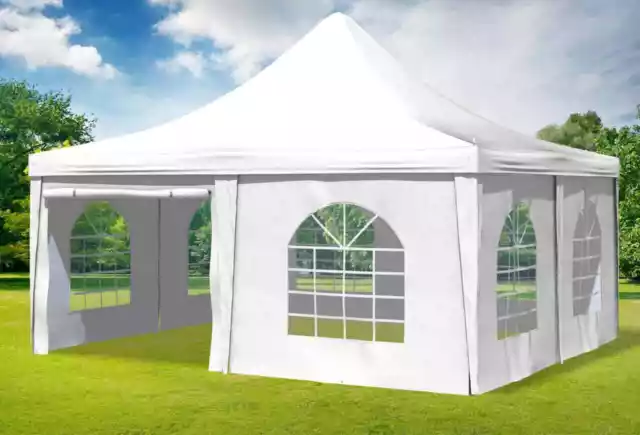 Gartenpavillon 5x5m PVC Weiß Pagode Partyzelt Wasserdicht Fenster Eventzelt Bier