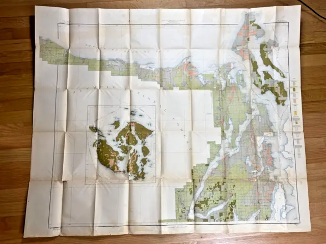 1910 Antique Puget Sound Washington Port Townsend Land Classification Map 48x40