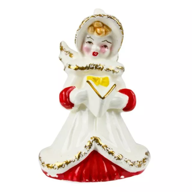 Vintage 1950s MCM Christmas Angel Figurine Ceramic Caroler Choir Angel Kitsch