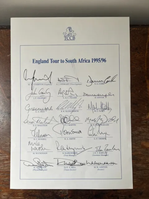 England Tour to South Africa 1995/96 - hand signed by 21