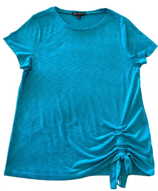 INC International Concepts Women's Teal Blue Shirt Top Blouse Side Tie Large EUC